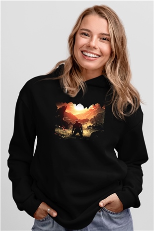 Dark Souls Baskılı Unisex Siyah Kapüşonlu Sweatshirt