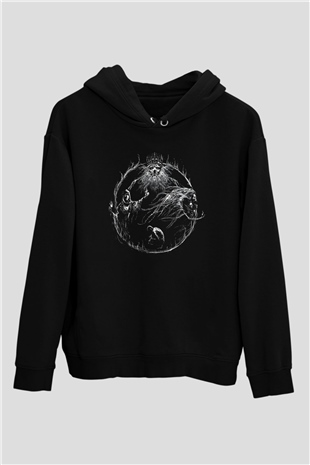 Dark Souls Baskılı Unisex Siyah Kapüşonlu Sweatshirt