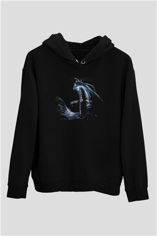 Dark Souls Baskılı Unisex Siyah Kapüşonlu Sweatshirt