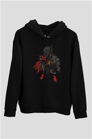 Dark Souls Baskılı Unisex Siyah Kapüşonlu Sweatshirt