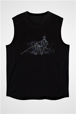 Dark Souls Baskılı Unisex Siyah Kolsuz Tişört - Tshirt