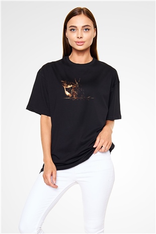 Dark Souls Baskılı Unisex Siyah Oversize Tişört - Tshirt
