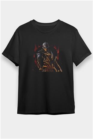 Dark Souls Baskılı Unisex Siyah Tişört - Tshirt