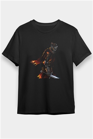 Dark Souls Baskılı Unisex Siyah Tişört - Tshirt