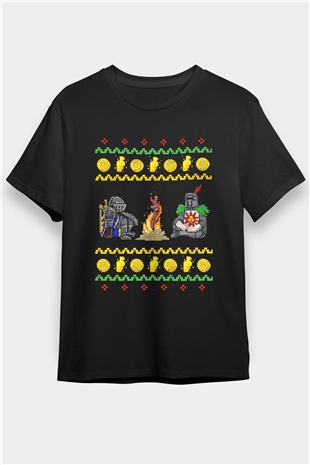 Dark Souls Baskılı Unisex Siyah Tişört - Tshirt