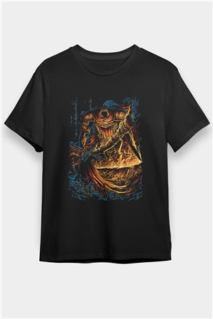 Dark Souls Baskılı Unisex Siyah Tişört - Tshirt