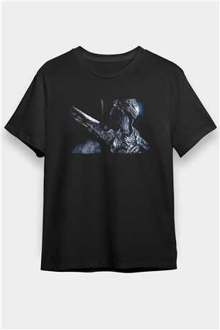 Dark Souls Baskılı Unisex Siyah Tişört - Tshirt