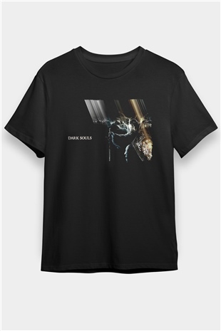 Dark Souls Baskılı Unisex Siyah Tişört - Tshirt