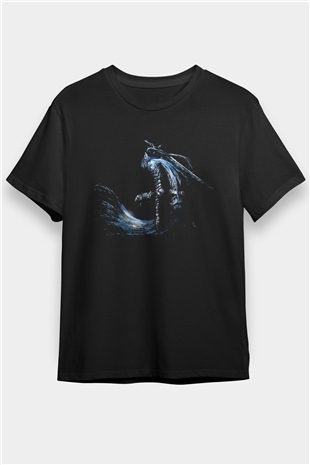 Dark Souls Baskılı Unisex Siyah Tişört - Tshirt