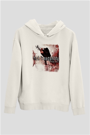 Dark Tranquillity Baskılı Unisex Beyaz Hoodie