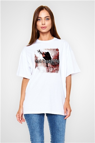 Dark Tranquillity Baskılı Unisex Beyaz Oversize Tişört