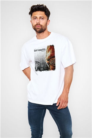 Dark Tranquillity Baskılı Unisex Beyaz Oversize Tişört