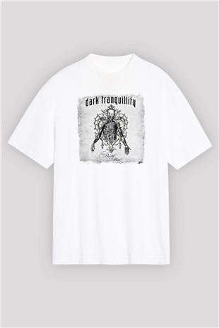 Dark Tranquillity Baskılı Unisex Beyaz Oversize Tişört