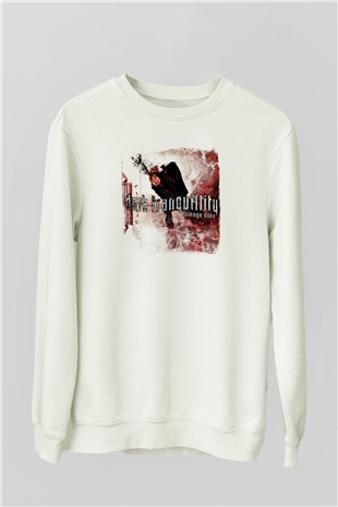 Dark Tranquillity Baskılı Unisex Beyaz Sweatshirt