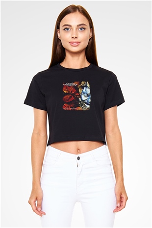 Dark Tranquillity Baskılı Unisex Siyah Crop Top Tişört