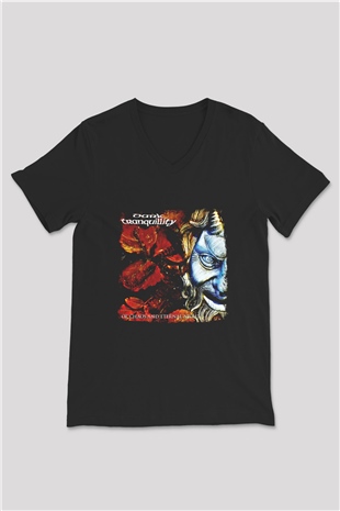 Dark Tranquillity Baskılı Unisex Siyah V Yaka Tişört