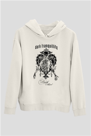 Dark Tranquillity Beyaz Unisex Kapşonlu Sweatshirt