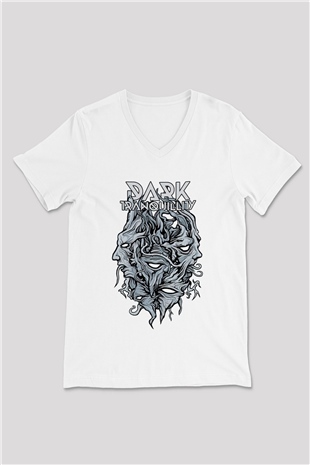 Dark Tranquillity Beyaz Unisex V Yaka Tişört