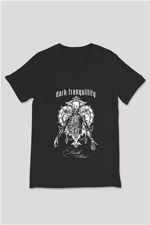 Dark Tranquillity Siyah Unisex V Yaka Tişört T-Shirt