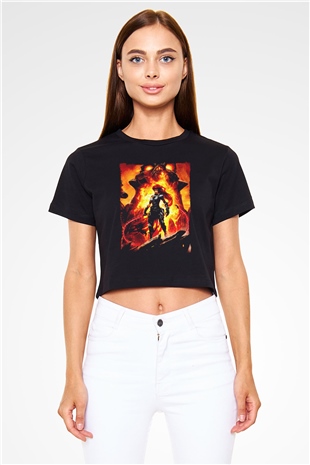Darksiders Siyah  Crop Top Tişört