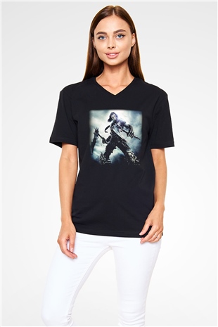 Darksiders Siyah Unisex V Yaka Tişört T-Shirt
