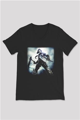 Darksiders Siyah Unisex V Yaka Tişört T-Shirt
