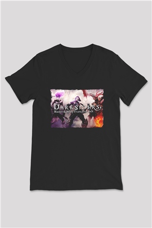 Darksiders Siyah Unisex V Yaka Tişört