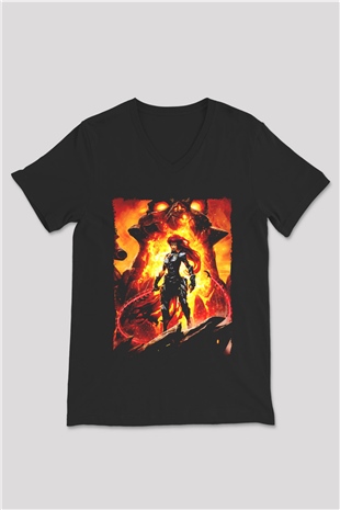 Darksiders Siyah Unisex V Yaka Tişört