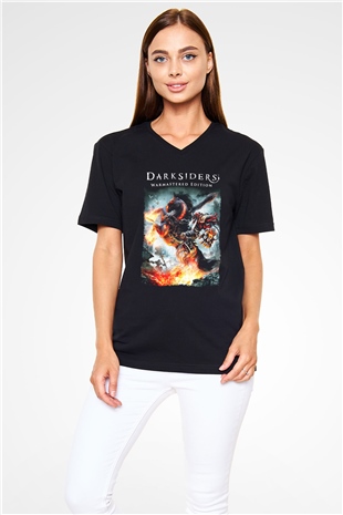 Darksiders Siyah Unisex V Yaka Tişört