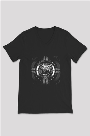 Darkthrone Baskılı Unisex Siyah V Yaka Tişört