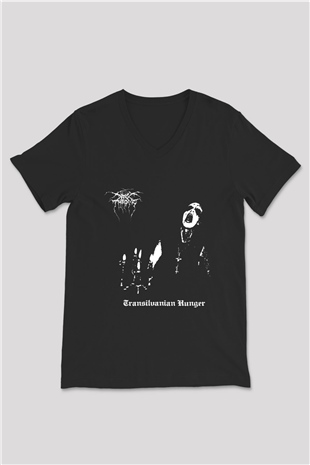 Darkthrone Baskılı Unisex Siyah V Yaka Tişört