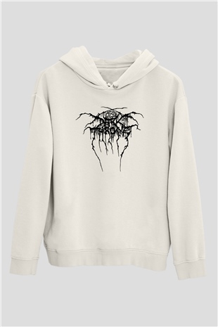 Darkthrone Beyaz Unisex Kapşonlu Sweatshirt