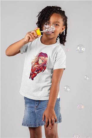Darling İn The Franxx Baskılı Beyaz Unisex Beyaz Çocuk Tişört - Tshirt