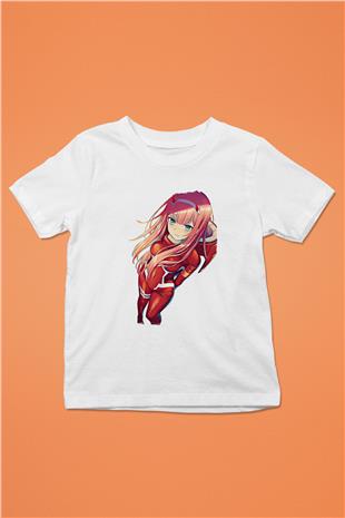 Darling İn The Franxx Baskılı Beyaz Unisex Beyaz Çocuk Tişört - Tshirt