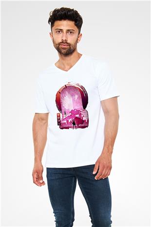 Darling İn The Franxx Baskılı Beyaz Unisex V Yaka Tişört - Tshirt