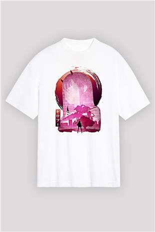 Darling İn The Franxx Baskılı Beyaz Unisex Oversize Tişört - Tshirt