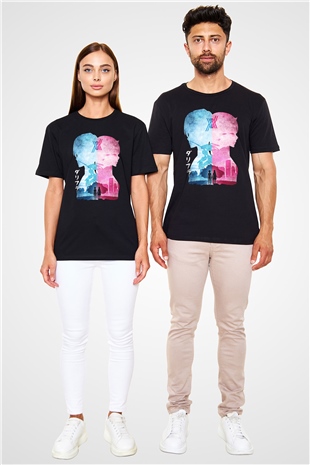 Darling İn The Franxx Baskılı Unisex Siyah Tişört - Tshirt
