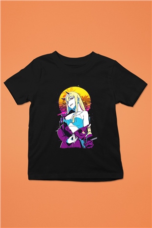 Darling İn The Franxx Baskılı Unisex Siyah Çocuk Tişört - Tshirt