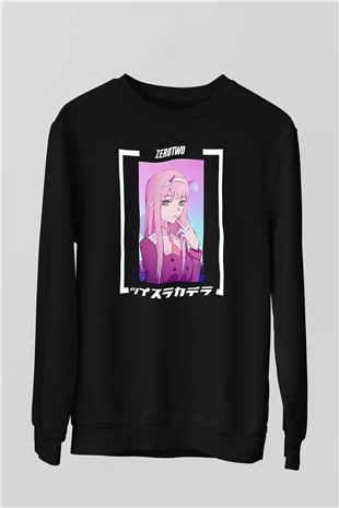 Darling İn The Franxx Baskılı Unisex Siyah Sweatshirt