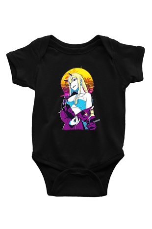 Darling İn The Franxx Baskılı Unisex Siyah Bebek Body - Zıbın