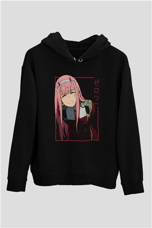 Darling İn The Franxx Baskılı Unisex Siyah Hoodie
