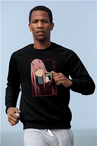 Darling İn The Franxx Baskılı Unisex Siyah Sweatshirt
