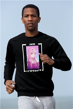 Darling İn The Franxx Baskılı Unisex Siyah Sweatshirt