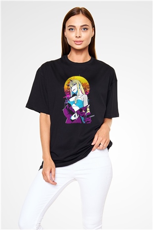 Darling İn The Franxx Baskılı Unisex Siyah Oversize Tişört - Tshirt