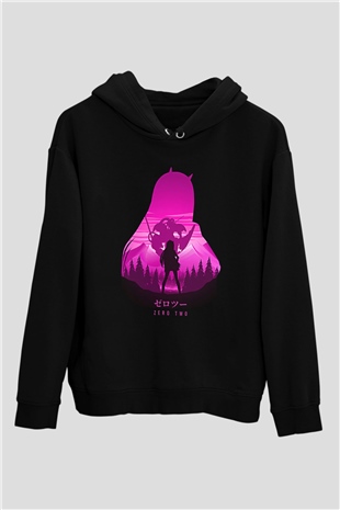 Darling İn The Franxx Baskılı Unisex Siyah Hoodie