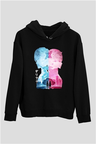 Darling İn The Franxx Baskılı Unisex Siyah Hoodie