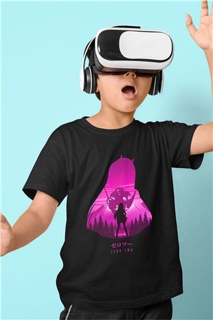 Darling İn The Franxx Baskılı Unisex Siyah Çocuk Tişört - Tshirt