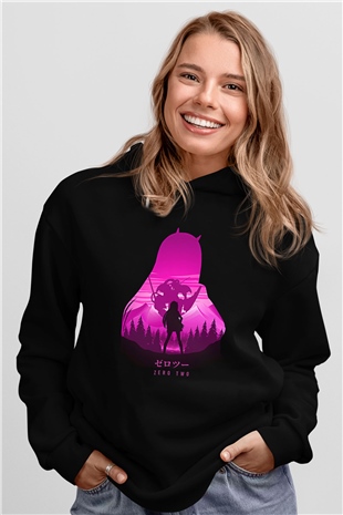 Darling İn The Franxx Baskılı Unisex Siyah Hoodie