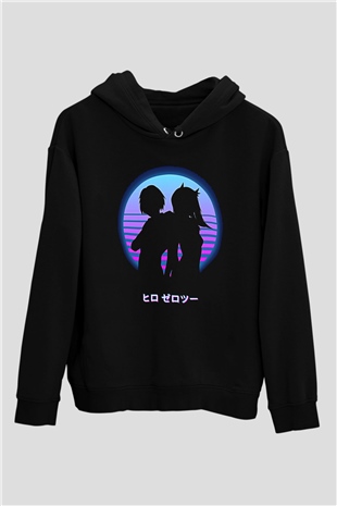 Darling İn The Franxx Baskılı Unisex Siyah Hoodie