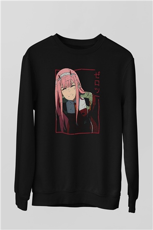Darling İn The Franxx Baskılı Unisex Siyah Sweatshirt